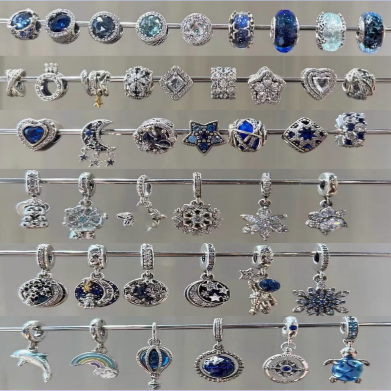 925 Silver Panjia Beads Sparkling Bracelet Beaded Ocean Heart Blue Loose Beads Galaxy DIY Accessories Pendant Style 925 Silver Panjia Beads Sparkling Bracelet Beaded Ocean Heart Blue Loose Beads Galaxy DIY Accessories Pendant Style