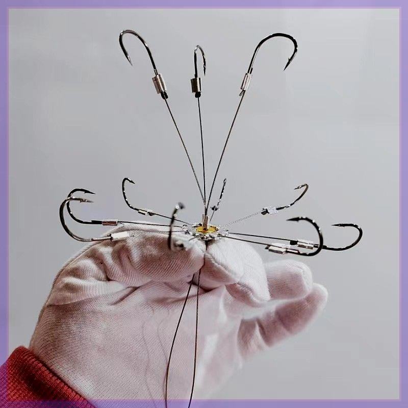 New High-End Steel Wire Hook, Flip Hook, Fly Hook, Disc Hook, Sea Fishing 11-Hook Sea Rod, Casting Rod, Square Steel Wire for Carp and Bighead Carp