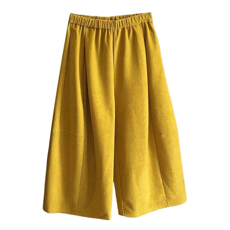 8808- Cotton and Linen Eight-Point Length Curved Hem Bubble Pants
