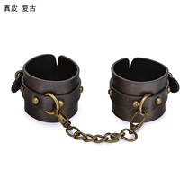 Leather couple handcuffs handcuffs props weighted handcuffs shackles female retro handcuffs couple toy shackles male