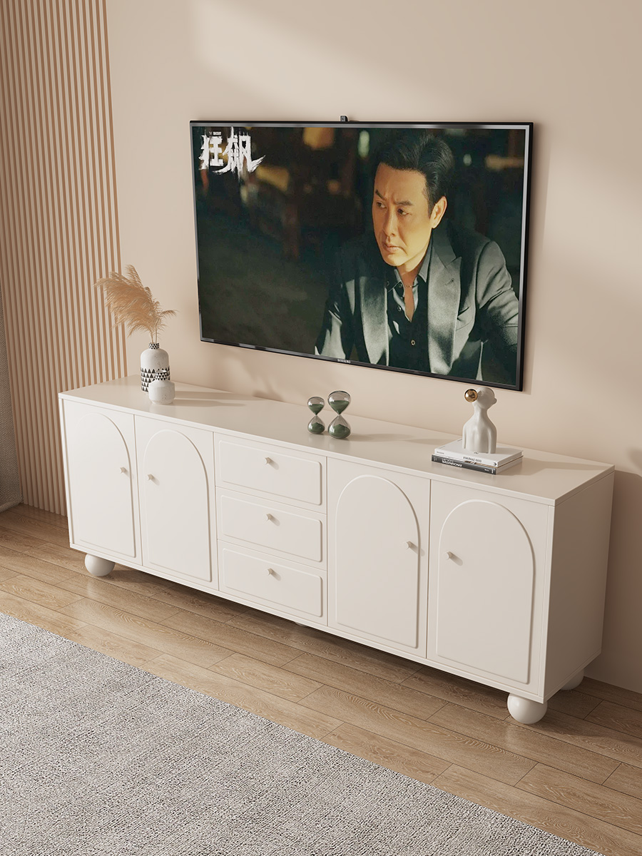 IKEA Leafa style cream windy solid wood TV cabinet ground floor small household living room 2023 new modern minimalist electric-Taobao