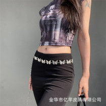 Japanese FC butterfly metal chain waist chain personalized versatile and fashionable with skirt shirt and belt niche and high-end style