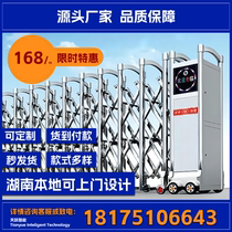 Hunan local telescopic door manufacturer stainless steel electric door aluminum alloy electric telescopic door remote control gate