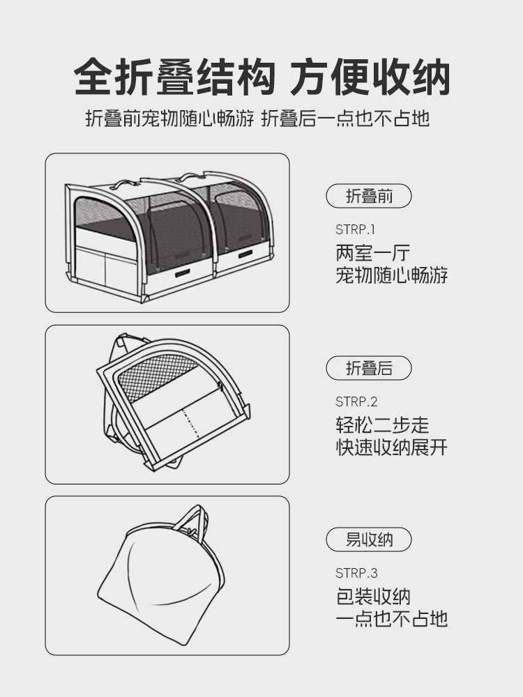 Car-Mounted Dog and Cat Kennel, Foldable and Portable, Suitable for All Seasons, Pet Cage for Cats and Dogs, a Great Tool for Dogs to Travel in the Car