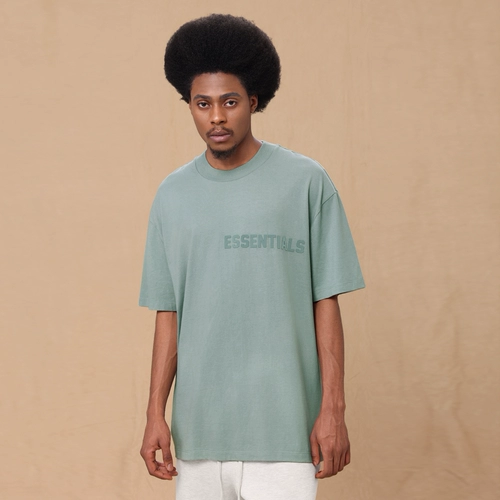 Essentials Haze Blue 23 Summer FOG Double Line High Street Fashion Повседневная футболка с короткими рукавами и буквами для пар, модная