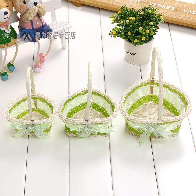 Vine Woven Carry-on Child Wedding Celebration of Petal Basket Dance Pendulum containing box Fruit Festive Candy Basket Craft Gift-Taobao