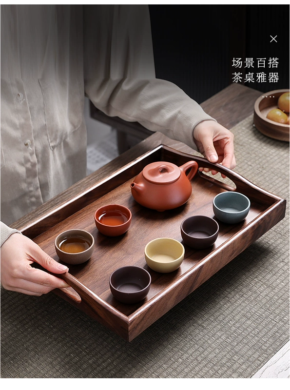 khay trà gỗ trắc Khay gỗ óc chó hình chữ nhật bộ trà khay hộ gia đình phong cách Nhật Bản trà khay trà phong cách Bắc Âu khay gỗ đồ gia dụng bằng gỗ