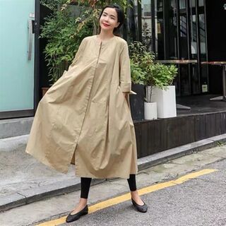 2024 spring korean style loose large size shirt skirt over the knee long dress casual shirt slim doll bottoming shirt