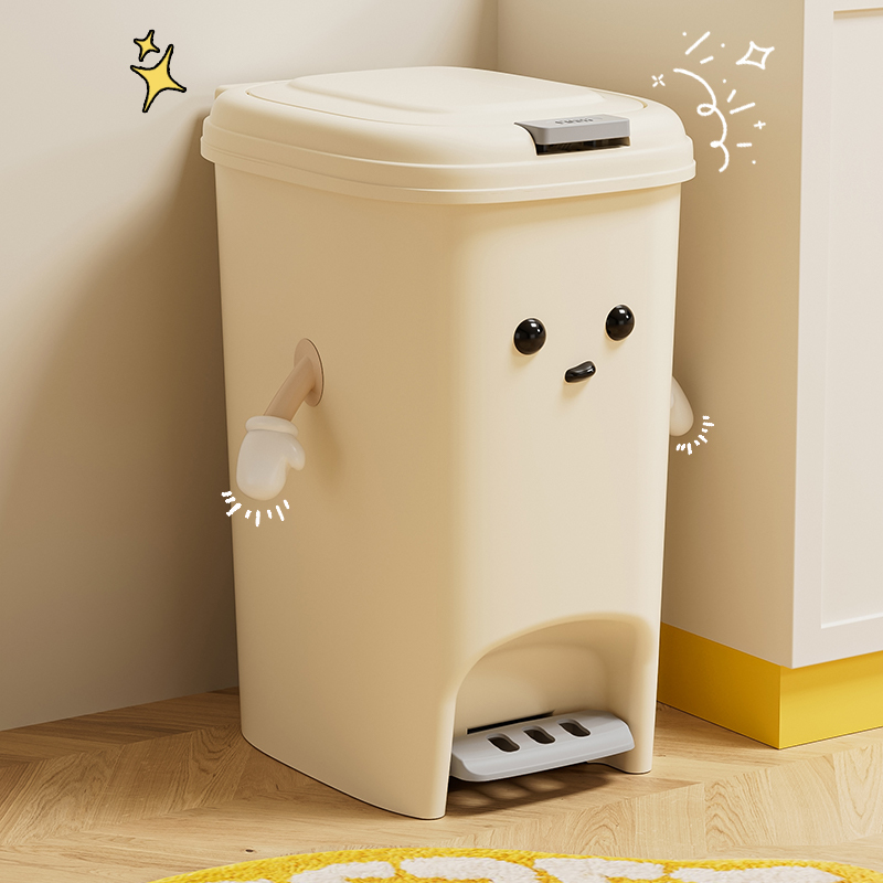 Qiaoguo Trash Can for Home Use, with Lid, Suitable for Bathroom, Kitchen, and Living Room, Large Capacity, Foot-Operated, 2026 New Model