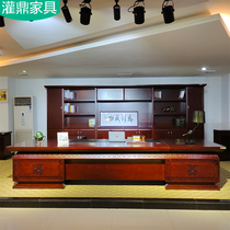 Solid wood paint big desk Boss desk Manager desk New Chinese walnut president table and chair combination high-grade