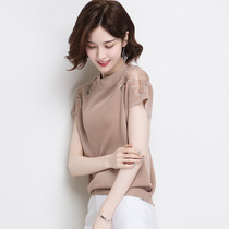 Large size summer wear for fat mm ice silk knitted tops for women loose 200 pounds to cover the belly for fat girls mulberry silk short-sleeved T-shirt