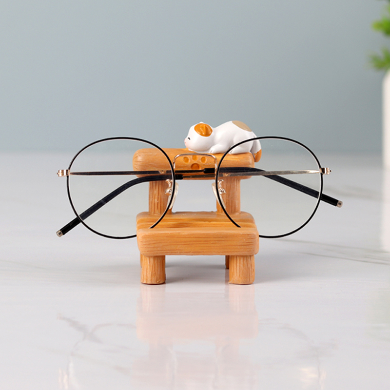 Creative Bench-Shaped Glasses Holder Display Props for Eyewear Stores, Office Desktop Cute Pet Glasses Storage Rack