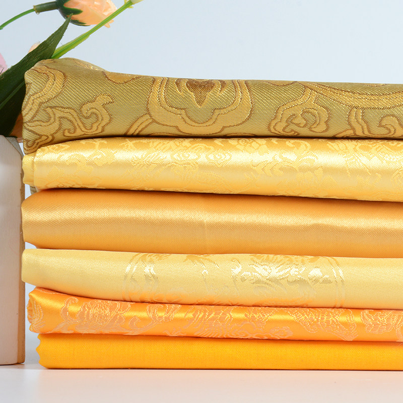 Yellow cloth Buddha Cloth Buddha Hall decorative tablecloth Cushion cloth cover Buddha statue Yellow fabric Pure cotton Yellow gold velvet satin fabric