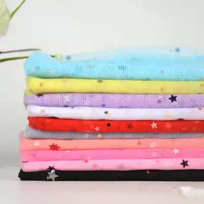 Gauze fabric star mesh fabric sequin lace gauze dress decorative fabric transparent yarn single layer star Moon mesh fabric