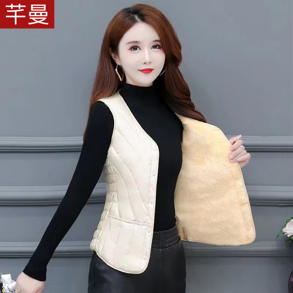 2023 new down cotton waistcoat woman big code sashimi shorts vest autumn winter warm waistcoat external wearing kshoulder liner-Taobao