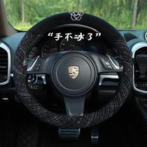 Xiaoxiangfeng car steering wheel cover for all seasons Camellia non-slip comfortable car handle cover cotton and linen steering wheel cover