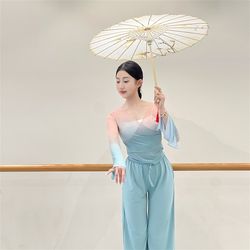여성을위한 속도 빠른 고전 댄스 원실 드레스 공연 의상, 우아한 요정 공기 및 여성을위한 바디 의상, 메쉬 댄스를위한 중국 댄스 연습 의상