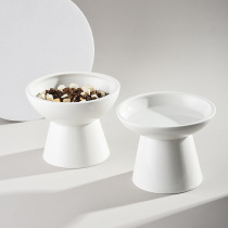 Black bowl for cats black cat bowl cat food bowl ceramic pet drinking bowl rice bowl high-legged slanted mouth bowl anti-knock over neck protector