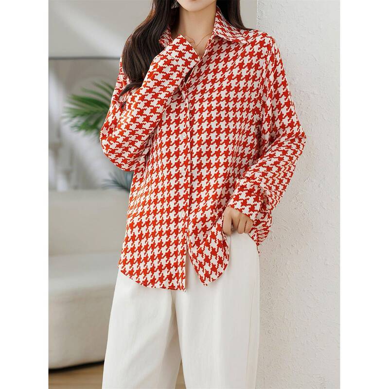 G 14266 Spring Checkered Blouse Houndstooth Shirt G 14266 Spring Checkered Blouse Houndstooth Shirt