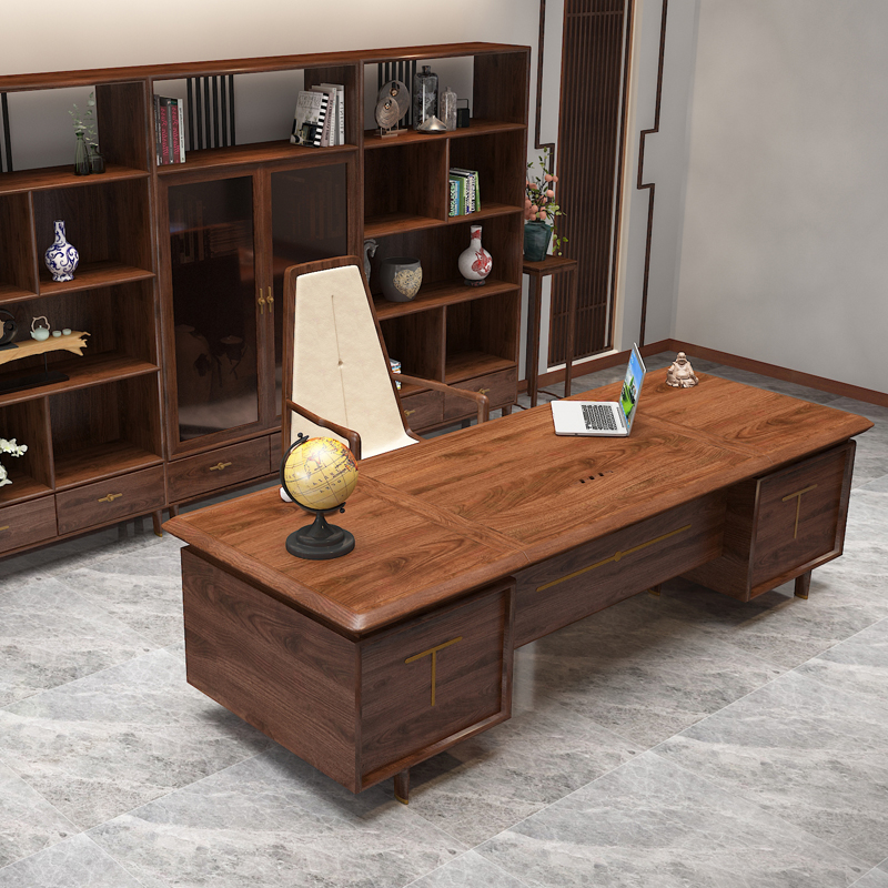 New Chinese Full Wood Desk Chair Modern Boss Big Bandae Solid Wood High-end Light Extravagant Office Furniture Spot-Taobao