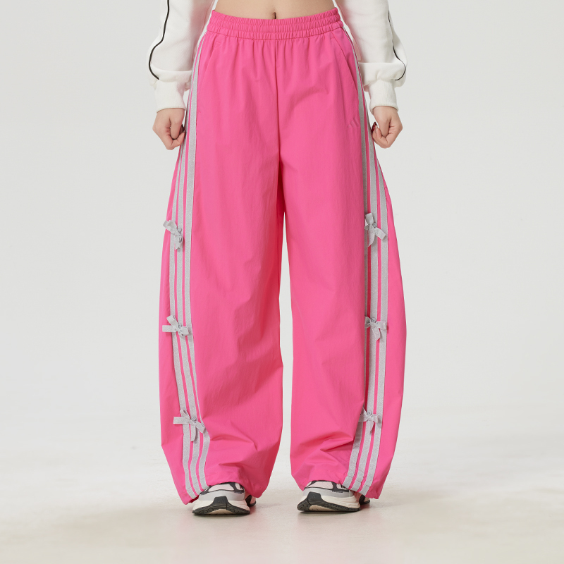 Adidas Women's Pink Dance Pants 26 New Style Three-Stripe Loose Cuffed Sports Banana Pants Kr7597 Adidas Women's Pink Dance Pants 26 New Style Three-Stripe Loose Cuffed Sports Banana Pants Kr7597