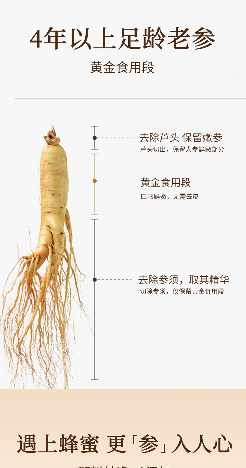 【中国直邮】北京同仁堂 人参蜜片 即食鲜参切片蜂蜜泡水长白山人参45g