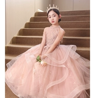 Розовое платье, наряд маленькой принцессы, наряд для музыкальных выступлений, лонгслив, подарок на день рождения, в западном стиле