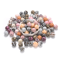10Pcs Colorful Leopard Pattern Teether Beads 15mm BPA Free R