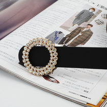 Rhinestone belt for women crystal round buckle belt girdle ladylike temperament versatile