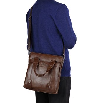 Business travel men's bag genuine leather handbag men's business briefcase cowhide vertical small backpack single shoulder oblique