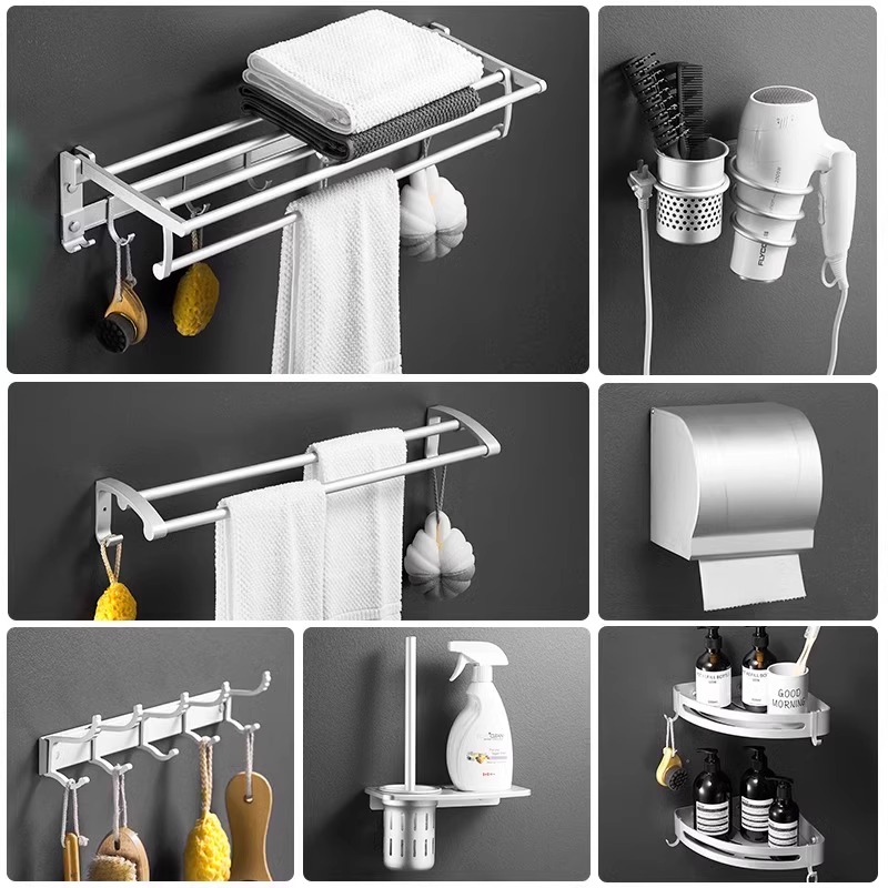 Towel Rack-Free Space Aluminum Bathroom Toilet Shelve Bathroom Hardware Pendant Suit-Taobao