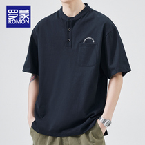 Romon Polo shirt mens short-sleeved T-shirt mens casual half-sleeved top 2023 summer new trendy brand t-shirt mens style