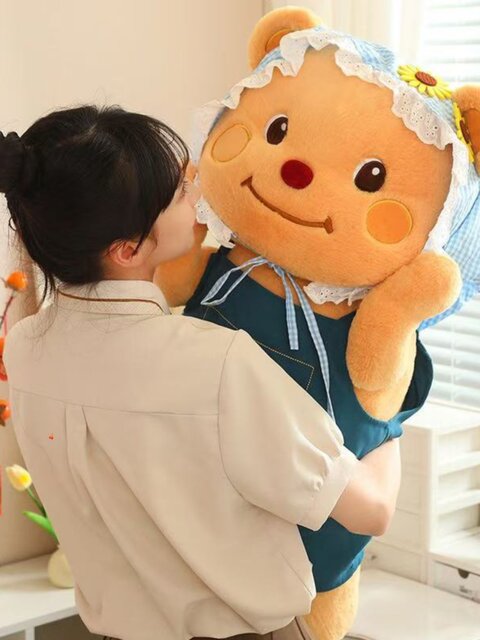 British Vockoo Cute Butter Bear Plush Toy Huggable Bear Stuffed Toy Cream Bear Doll Girl Pillow