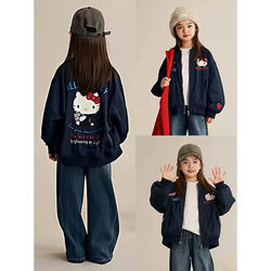 Girl Baseball Suit Outwear 2025 New arrival Girl Baby Girl Rush Clothes Even Hello KT Cat Cartoon jacket