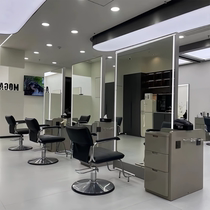 High-end barber mirror floor-standing large screen mirror with cabinet integrated hairdressing mirror hair salon dedicated perm and dye mirror with light mirror