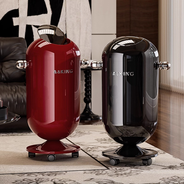 German household large-capacity trash can 2026 new light luxury high-end bedroom living room bathroom wheeled flip-top paper basket