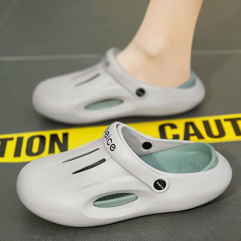 Golf Croc Shoes with a Stepping-On-Feces Feel, Men's Summer Outdoor Soft-Soled Closed-Toe Sports Casual Beach Sandals, Non-Slip Summer Slippers
