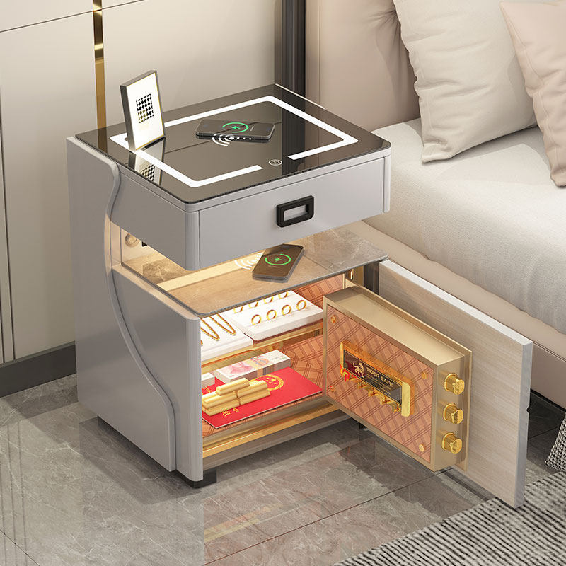 Tiger card safe box bed head cabinet integrated smart Bluetooth speaker can charge modern minimalist multifunction fingerprint lock-Taobao
