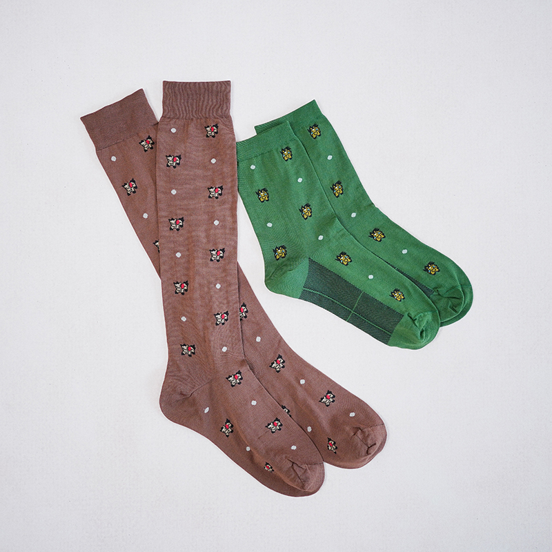 Azure Pepper×Haku100S Ultra-Fine Pima Cotton Pony Dot Socks