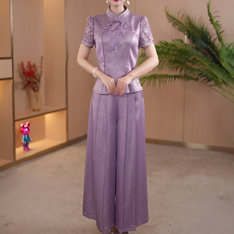 【Top + Pants】Fashionable Two-Piece Set with a Chinese Style, 2026 Summer Women's Clothing, Elegant, Age-Reducing, Stylish, and Slimming