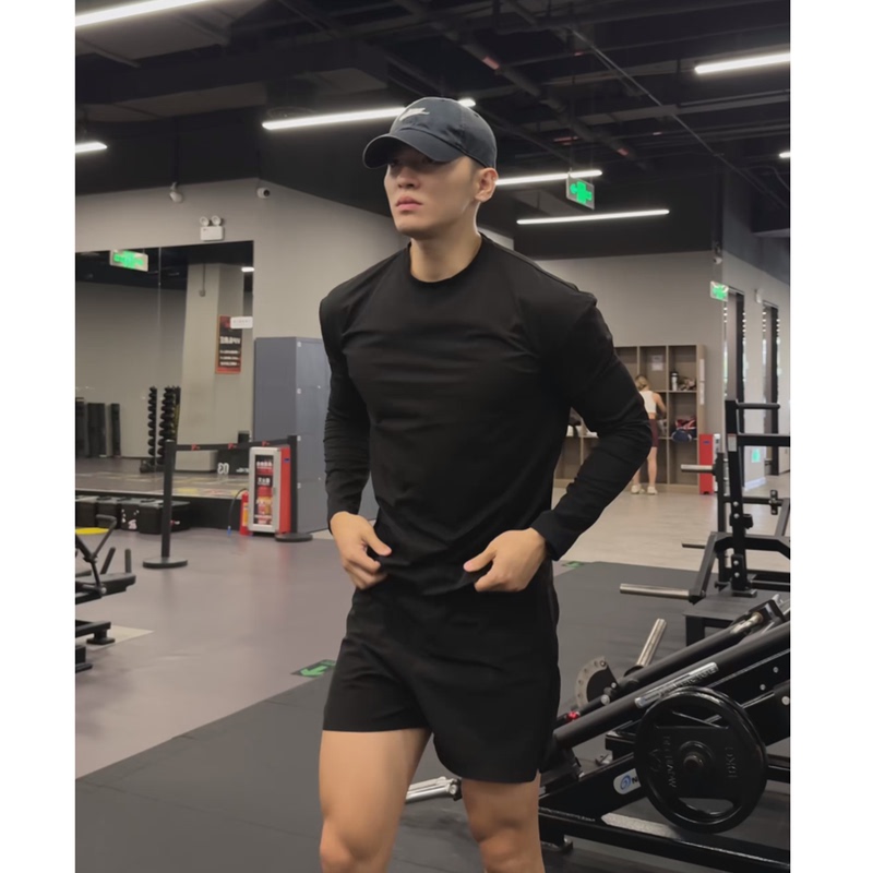 Black American-Style Pure Cotton Fitness T-Shirt, Slimming, Casual, Small Neckline, Breathable, Base Layer, Early Autumn Heavyweight Sweatshirt Black American-Style Pure Cotton Fitness T-Shirt, Slimming, Casual, Small Neckline, Breathable, Base Layer, Early Autumn Heavyweight Sweatshirt