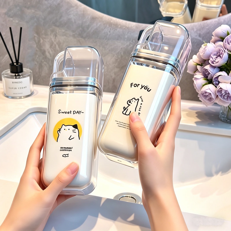 Japanese Travel Mouthwash Cup Toothbrush Storage Box Portable Toothbrushing Cup High-Value Couple's Wash Cup Large Size for Business Trips