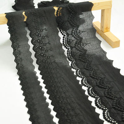 diy handmade clothes with black wide cotton fabric embroidered lace trim. The hem of the skirt is lengthened and decorated with pure cotton lace