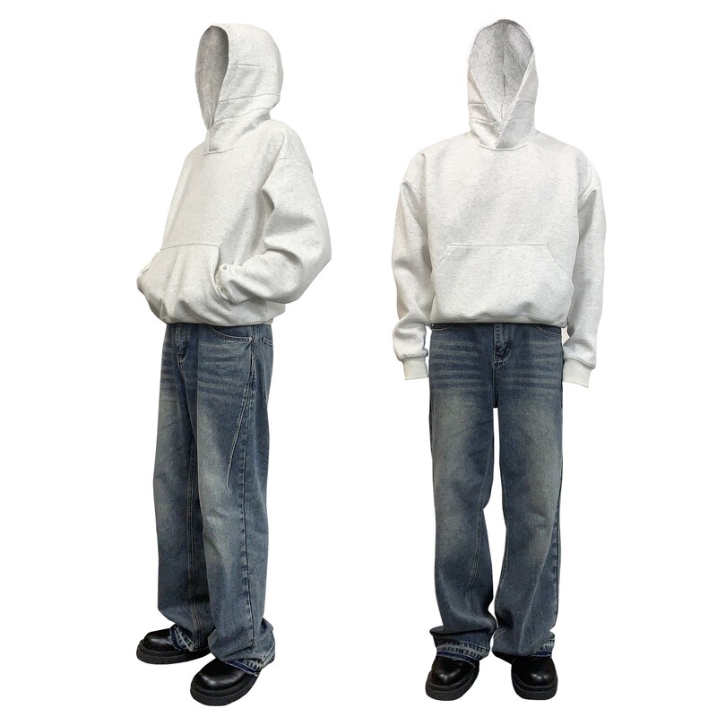 Ultra-Short Solid Color Hoodie, Boxy Fit, 360g, Autumn American-Style Cleanfit Loose Hooded Sweatshirt for Men and Women