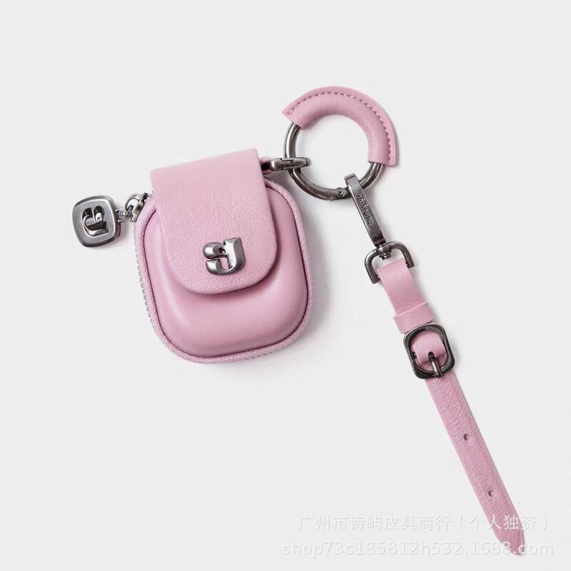 Genuine Leather Texture Pink Waist Key Pouch for Women, Portable Storage Bag, Mini Niche Fashion, Light Luxury with a High-End Feel