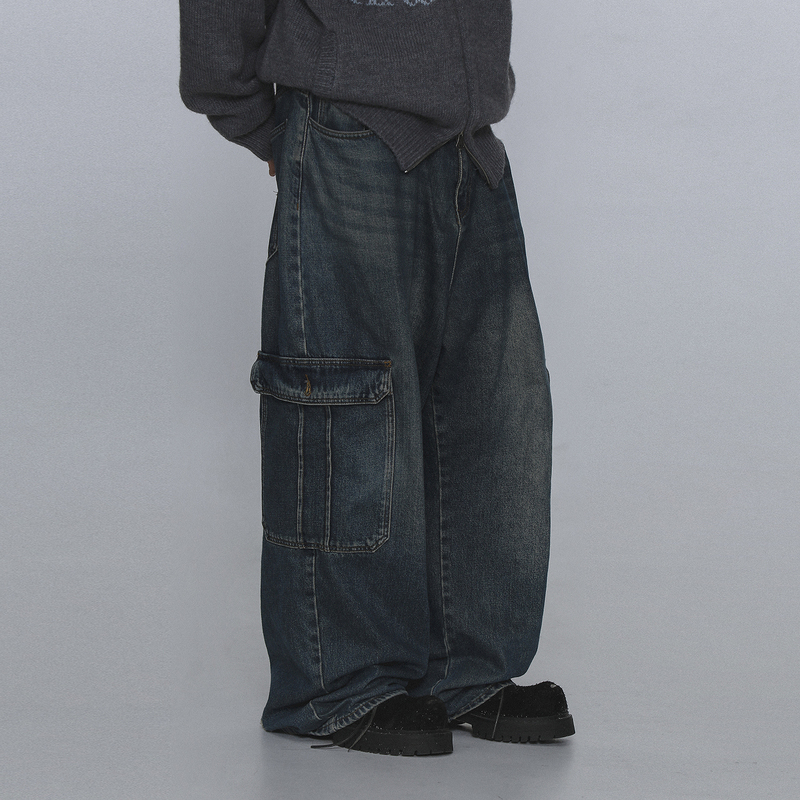 Th90Crew Baggy Washed Super Cool Distressed New Vintage Workwear Jeans
