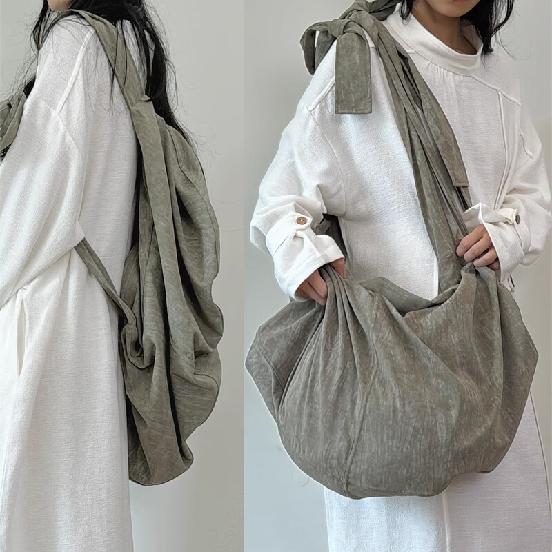 Shuowang | Multi-Purpose Large-Capacity Lace-Up Backpack with Bark Texture, Can Be Worn as a Crossbody Bag