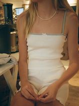 Retro Patchwork Ribbed Cotton ops Women Summer Sweet Ruffle