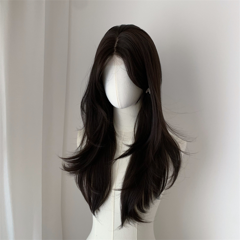 Ray Autumn· Black-Brown Wig for Women, Full Head Lace Front, Hand-Tied, High-Layered, Versatile for Cosplay, Daily Wear, Natural Look