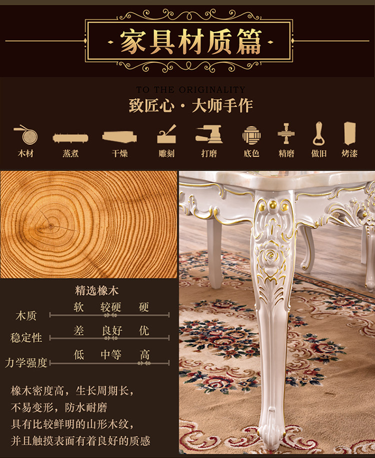 Мраморный стол 欧式方桌 美式实木树瘤面餐桌象牙白1.6米长桌椅组合餐厅方形饭桌 Hong Kong/Guangdong furniture